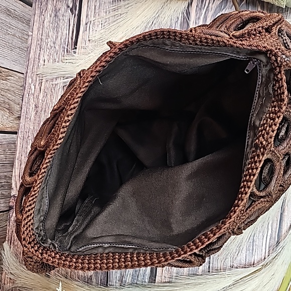 NEW DARK BROWN MACRAME SHOULDER BAG - Picture 8 of 11